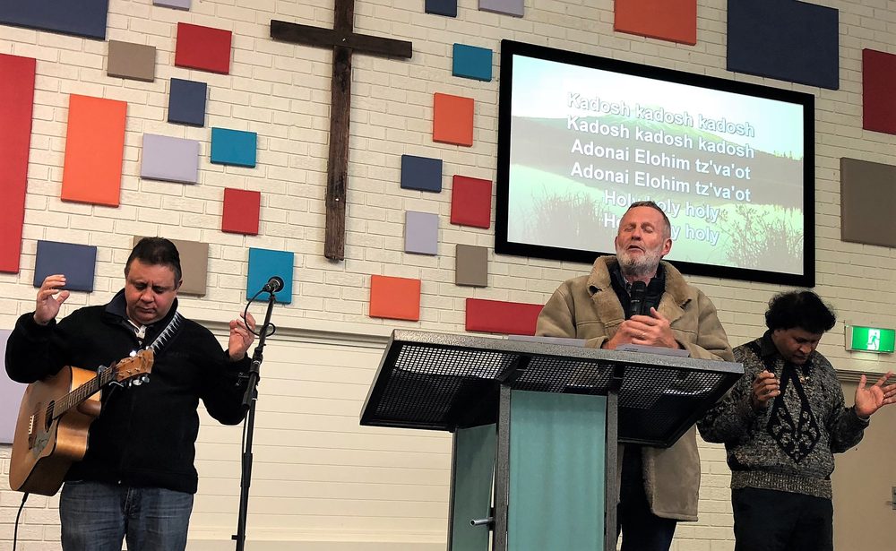Ps Irwin Ross and Glen Sebasio at the Tabernacle of David workshop by the Millers, Canberra 2018