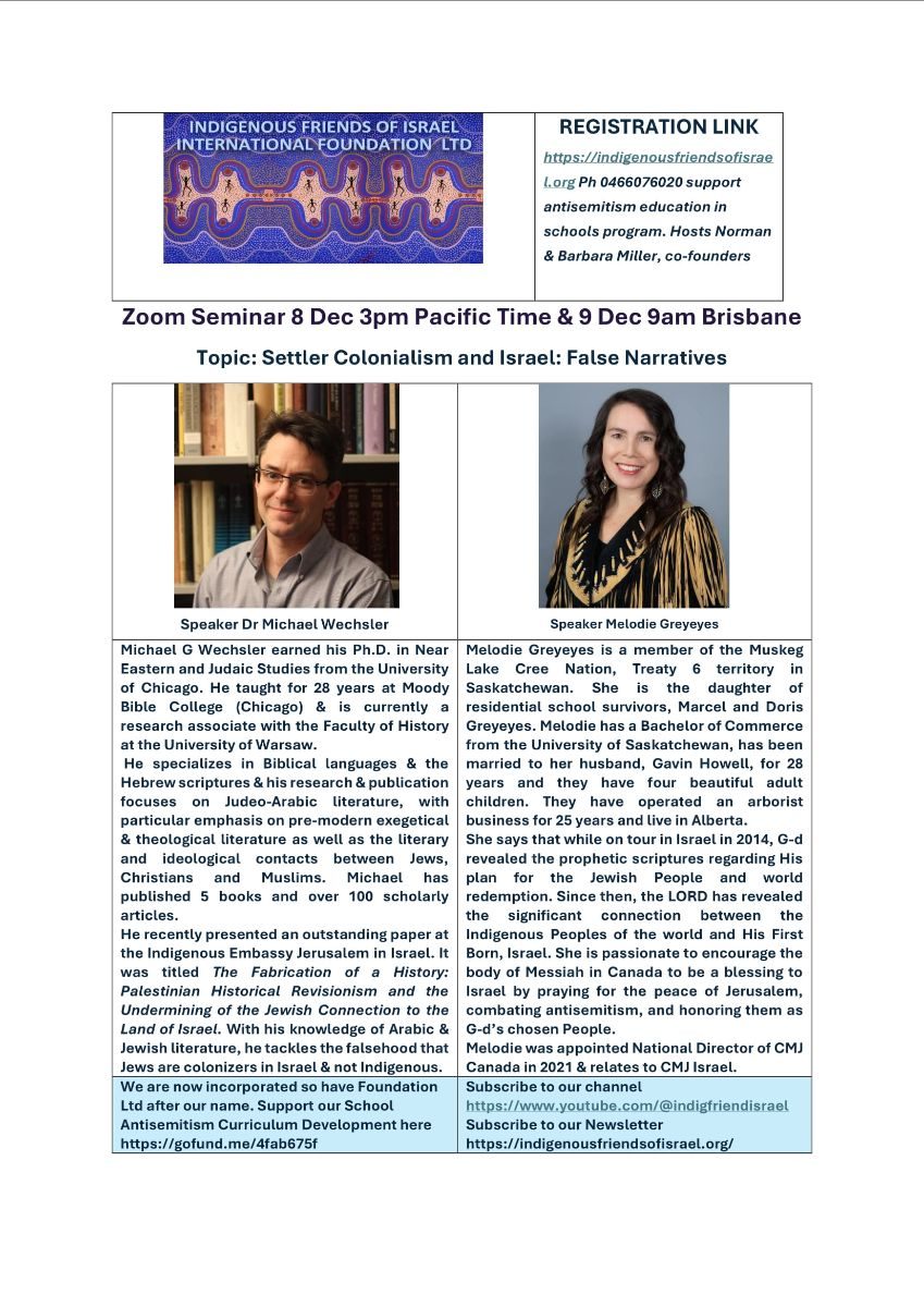 Zoom seminar Brisbane Flyer -Collonialism and Israel False Narratives